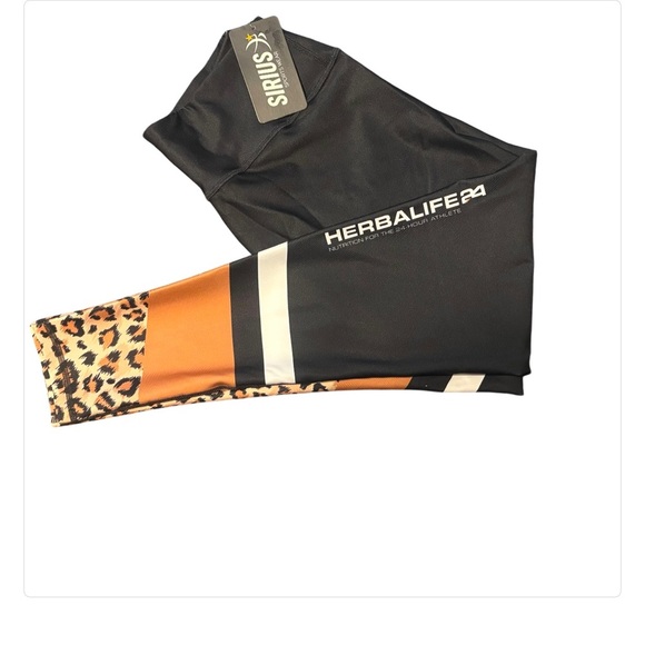 NWT-Sirius Sport Wear Herbalife24 Black, Animal print and Gold Leggings SZ XL - Picture 3 of 6
